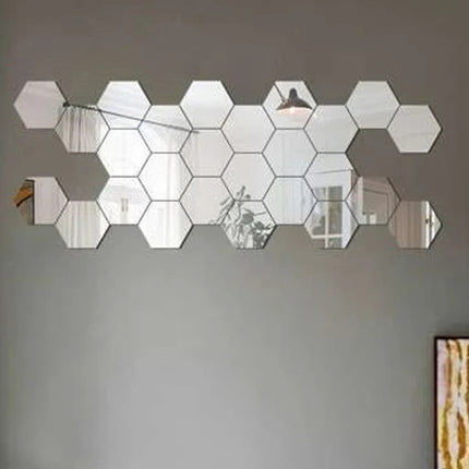 Hexagonal acrylic mirror wall sticker