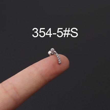 Stainless steel ear bone nail zircon