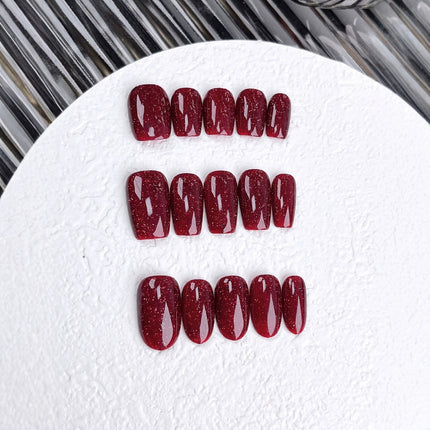 Reusable Handmade Nail Art Patches with Red Diamonds