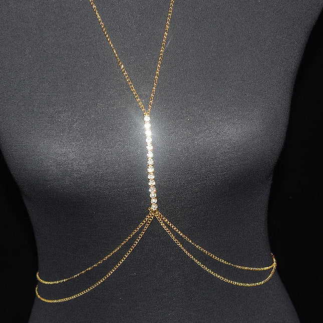 Simple rhinestone body necklace