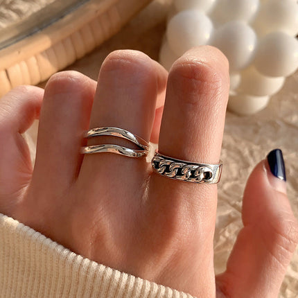 Adjustable Geometric Sterling Silver Ring