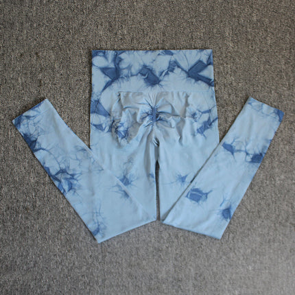 Seamless smiley face tie-dye yoga pants