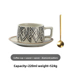 Cup Saucer Spoon Set Rhombus / 201-300ml